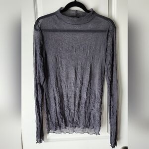 Franck Anna Concept Made in France Sheer Long-Sleeve Turtle Neck Top